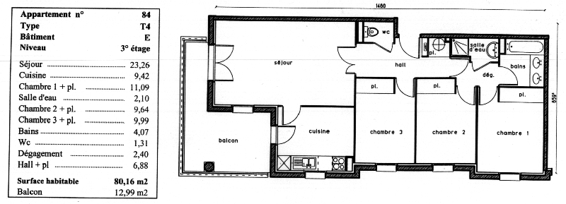 plan d'appartement t4